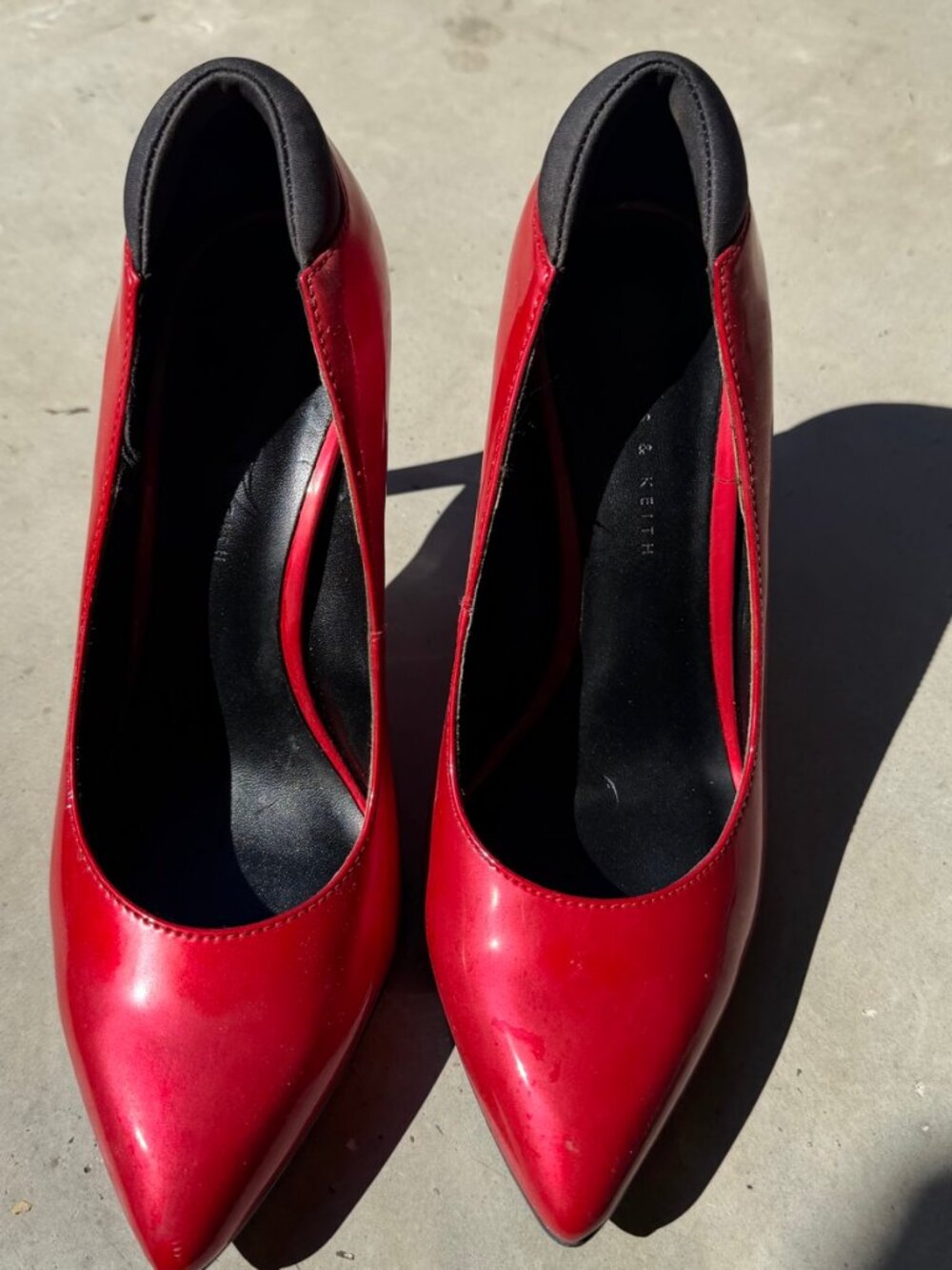 Charles & Keith Red Patent Pointed Toe Stiletto Pumps Size 37